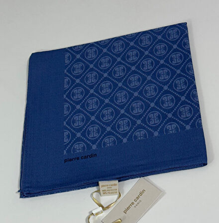Elegans Monogram Eşarp - 1090750 -922 İndigo Mavi