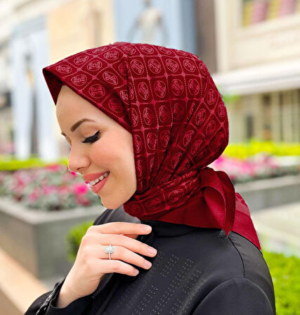 Elegans Monogram Eşarp - 1090750 -941 Bordo
