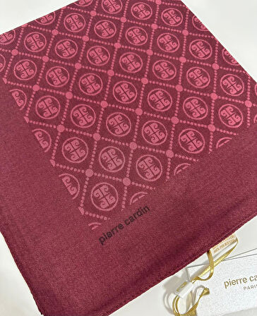 Elegans Monogram Eşarp - 1090750 -942 Koyu Bordo