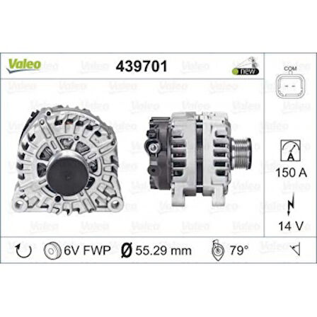 Psa Alternator 12v 150a P308 P3008 Partner Tepe P207 P508 P5008 Expert III Jumpy III Scudo III C3 III Ds - Valeo 439701