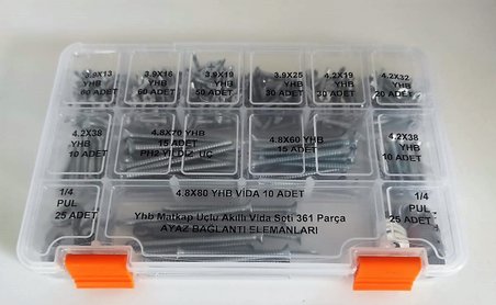 AY-CİV Yhb Matkap Uçlu Akıllı Vida Seti 361 Parça