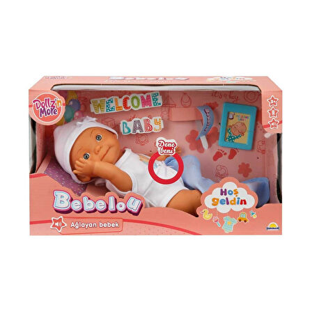 Bebelou Bebek Hoşgeldin Sesli Ağlayan Bebek 35cm 26199 Mavi Mendil