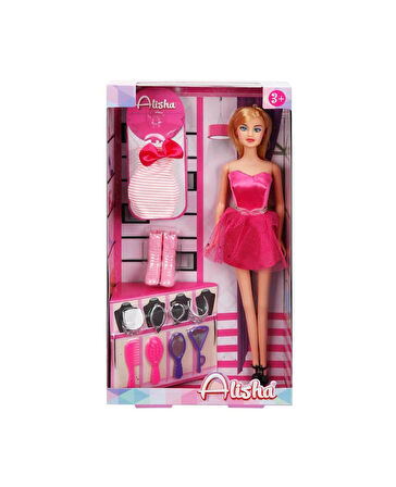 Alisha Gece Elbiseli Bebek Oyun Seti 14233 Koyu Pembe
