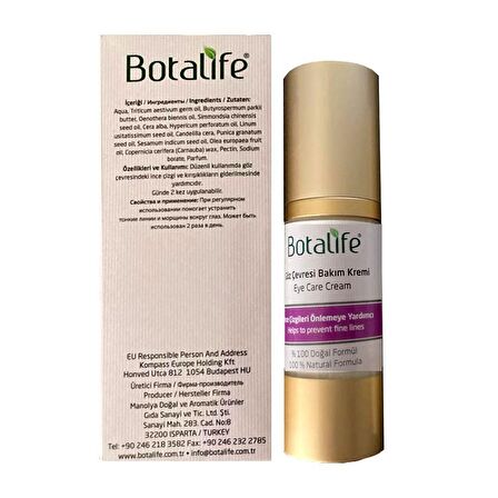 Botalife Doğal Göz Çevresi İçin Kremi 30ml İnce Çizgi Kırışıklık