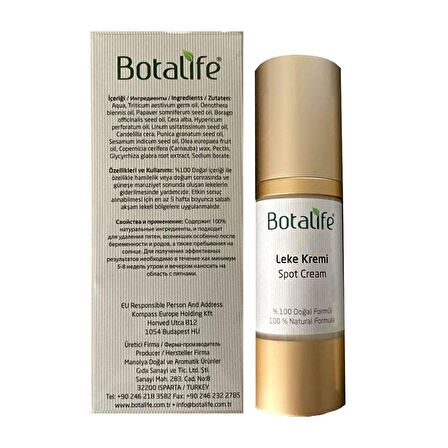 Botalife Doğal Leke Kremi 30ml %100 Doğal Bitkisel Formül