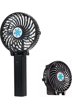 Mini Fan Tutmalı Şarjlı 3 Kademeli Işıklı Fan Vantilatör Klima Soğutucu Fan aüstü Vantilatör (Siyah)