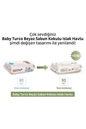 Baby Turco Beyaz Sabun Kokulu Islak Bebek Havlusu (1 x 90 Adet)