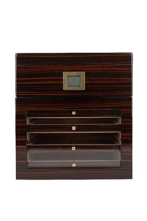 PremiumQuality Vitacura 4 Çekmeceli İçi Ledli Kahverengi Sedir Humidor Puro Kutusu TR9825