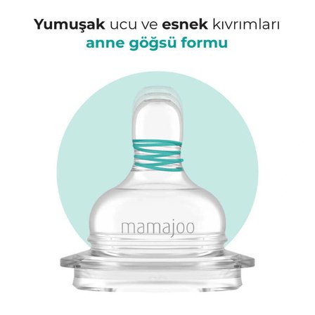Mamajoo Antikolik Biberon Emziği Seti 0 Ay+ | Yavaş Akışlı, İkili - Saklama Kabı Hediyeli