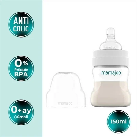 Mamajoo Antikolik Biberon Seti 150 ml 0 Ay+ | Yavaş Akışlı, İkili