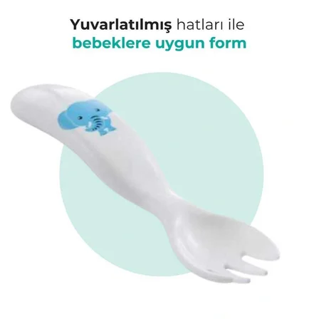 Mamajoo Desenli Kaşık & Çatal Seti / Mavi Fil