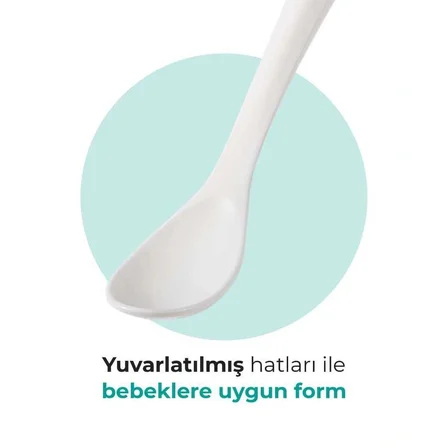 Mamajoo Ergonomik Beslenme Kaşık Seti Beyaz, 6 Ay+ İkili - Saklama Kabı Hediyeli