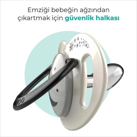 Mamajoo Ortodontik Emzik Seti 0 Ay+ Pearl & Black | İkili, Silikon, Damaklı | Sterilizasyon & Saklama Kabı Hediyeli