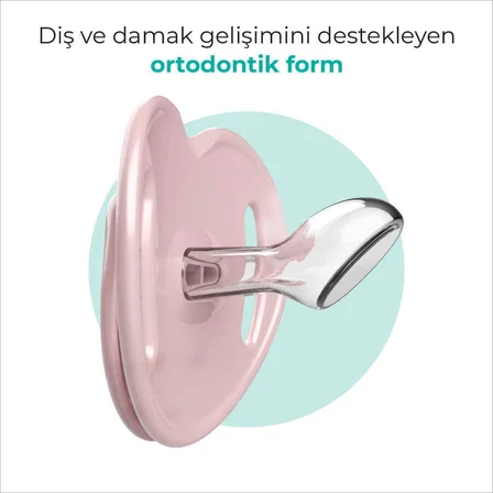 Mamajoo Ortodontik Emzik Seti 0 Ay+ Powder Pink | İkili, Silikon, Damaklı | Sterilizasyon & Saklama Kabı Hediyeli