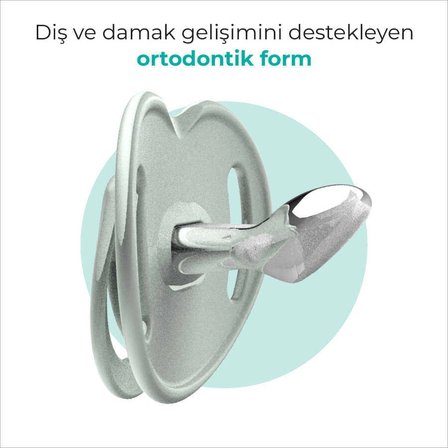 Mamajoo Ortodontik Emzik Seti 12 Ay+ Powder Green | İkili, Silikon, Damaklı | Sterilizasyon & Saklama Kabı Hediyeli