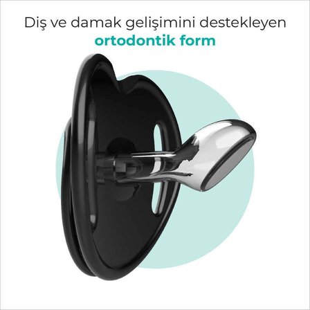 Mamajoo Ortodontik Emzik Seti 12 Ay+ Anthracite Leopard | İkili, Silikon, Damaklı | Sterilizasyon & Saklama Kabı Hediyeli