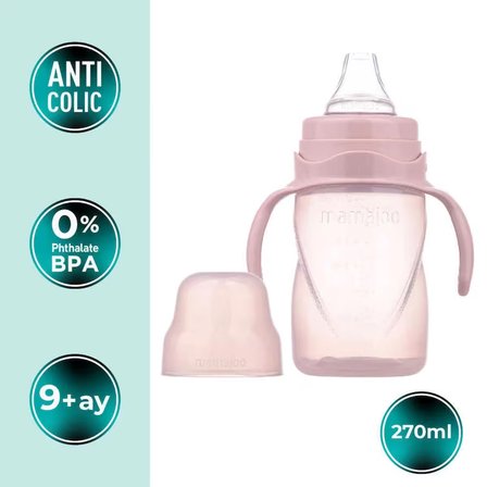 Mamajoo Antikolik Akıtmaz Alıştırma Bardağı 270 ml Powder Pink, 9 Ay+