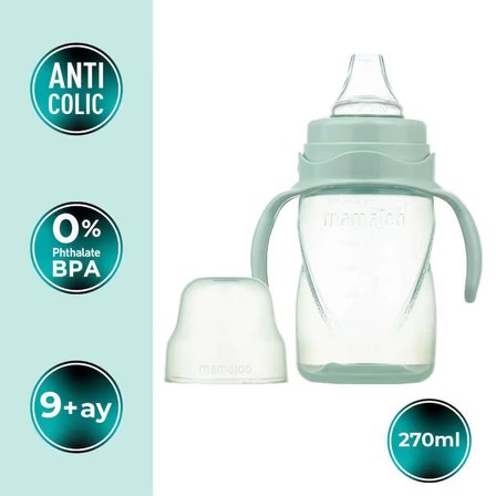 Mamajoo Antikolik Akıtmaz Alıştırma Bardağı 270 ml Powder Green, 9 Ay+