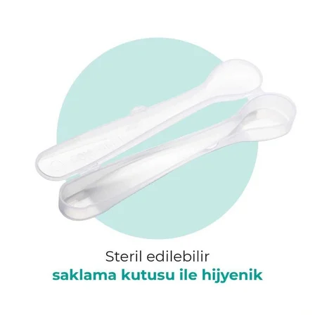 Mamajoo Ergonomik Beslenme Kaşık Seti Powder Pink & Beyaz, 6 Ay+ İkili - Saklama Kabı Hediyeli