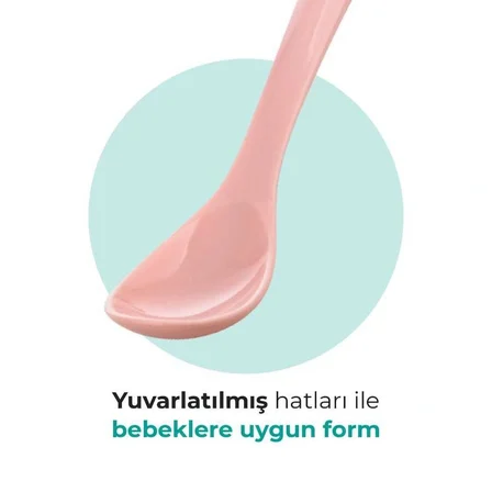 Mamajoo Ergonomik Beslenme Kaşık Seti Powder Pink & Beyaz, 6 Ay+ İkili - Saklama Kabı Hediyeli