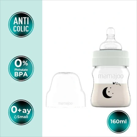 Mamajoo Gece & Gündüz Biberonu 160 ml & Saklama Kutulu İkili Emzik / Pearl