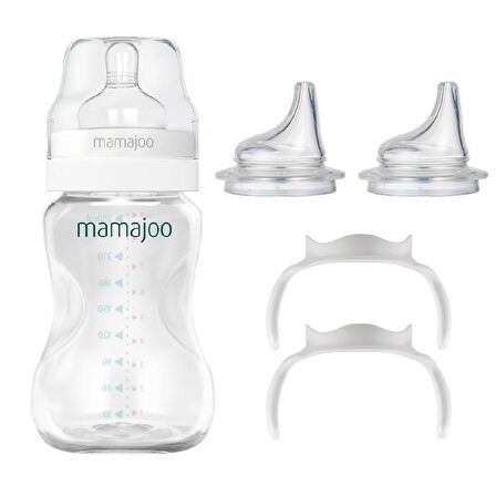 Mamajoo Silver Biberon 250 ml & Eğitici Bardak Kulbu & Yedek İkili Bardak Ucu