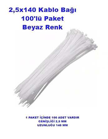 PEMSAN KABLO BAĞI 2,5X140 BEYAZ (100 ADET)