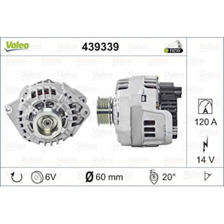 Fiat Alternator 14v 120a Boxer II Jumper II 2,8hdi 03>06 Ducato 2,8jtd / 2,3jtd 02>06 - Valeo 439339
