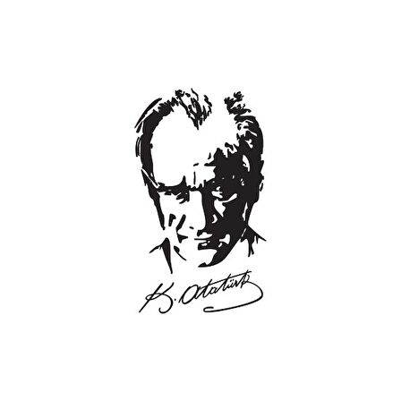 İmzalı Atatürk Silüet Oto Sticker 17 cm x 30 cm