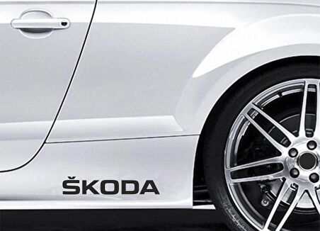 Skoda Yapıştırma Marşpiyel Yazısı Sticker 2 Adet