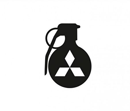 Mitsubishi Araba Komik El Bombası Sticker Yapıştırma