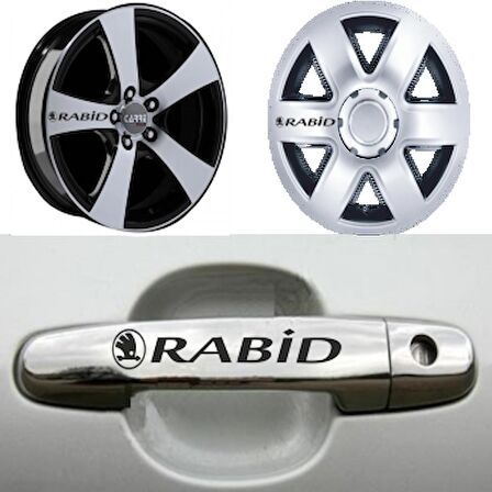 SKODA RABİD Kapı Kolu Jant Sticker Yapıştırma 8 Ad