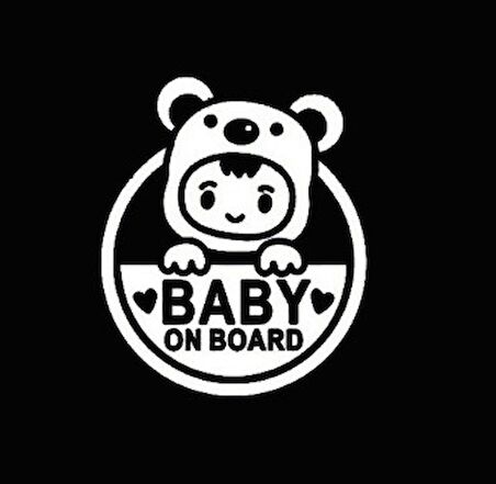 Arabada Bebek Var Resim Sticker Yapıştırma