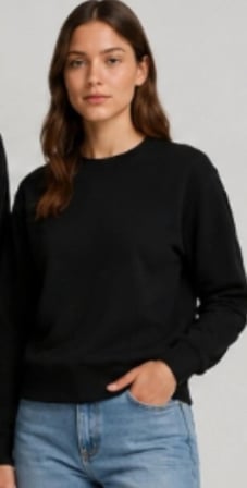 SWEATSHİRT YUMUŞAK DOKULU SİYAH