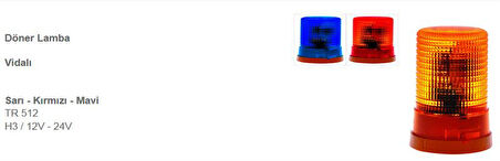 Unıversal Truck Doner Trafık İkaz Lambası Sarı 24v E Belgeli - Ayfar Tr 512-3