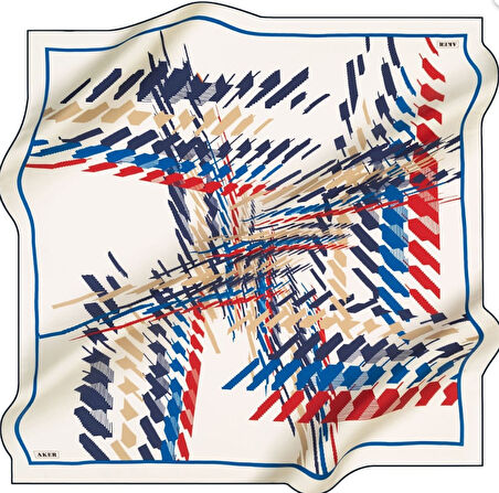 Aker Sura Saf İpek Eşarp 8261701 - 322 Krem Kazayağı Desen