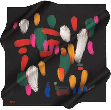 Aker Sura Saf İpek Eşarp 8156701 - 311 Siyah Pastel Desen