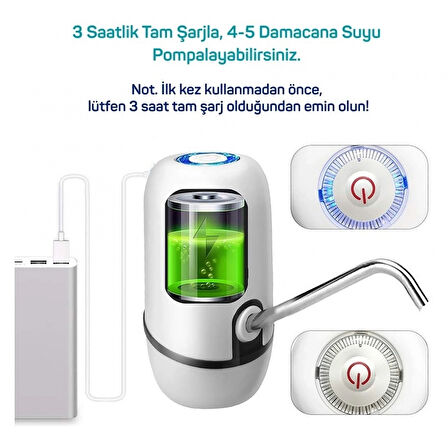 Kampta Piknikte Yazlıkta Şarjlı Damacana Otomatik Su Pompası