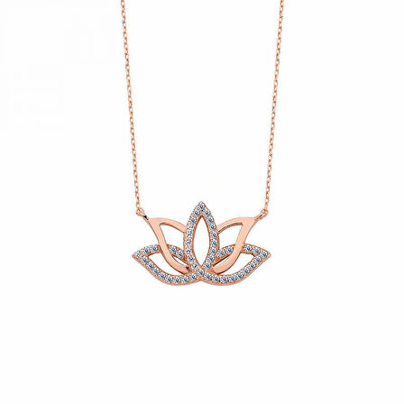 925 Ayar Gümüş Lotus Çiçeği Gümüş Kolye T6242 (599599)