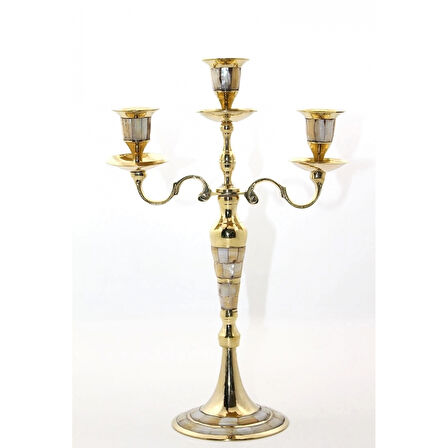 Pirinç Sedefli 3'lü Şamdan 26096