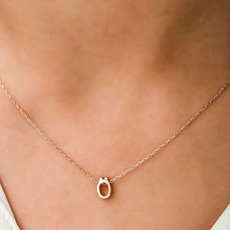 925 Ayar Gümüş Rose 3 Boyutlu Ö Harf Kadın Gümüş Kolye T5926 (599599)