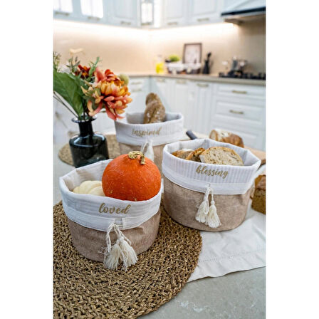 Yuvarlak Katlanabilir Çok Amaçlı Saklama Organizer Kutu Keçe Sepet (maxi) - 03396