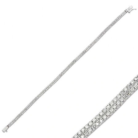 925 Ayar Gümüş İki Sıra Su Yolu Bileklik BR101012 (599599)