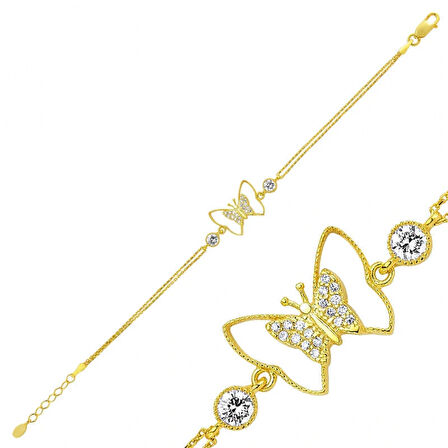 925 Ayar Gümüş Gold Kelebek Bileklik BR0460172 (599599)