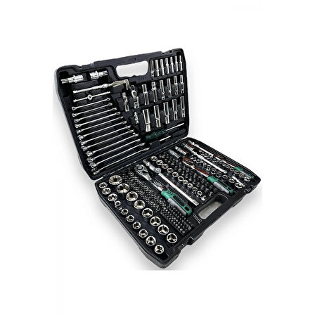 Tam Profesiyonel Germany 72 Diş Eğik Cırcır 216 Parça Lokma Takımı Oto Tamirci Tam Set 1/2-3/8-1/4