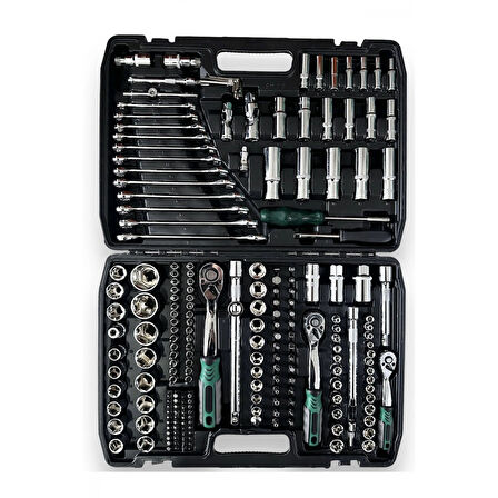 Tam Profesiyonel Germany 72 Diş Eğik Cırcır 216 Parça Lokma Takımı Oto Tamirci Tam Set 1/2-3/8-1/4