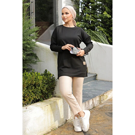 Yeni Stil Siyah Arma Detaylı Tunik 10020