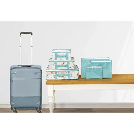 Baby 6'lı Desenli Fileli Bavul Valiz İçi Düzenleyici Çok Amaçlı Organizer (yeşil)