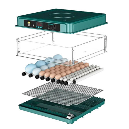 130 Yumurtalık Tam Otomatik Kuluçka Makinesi Yedek Parçalı Motorlu Akü Kablolu Silindir Viyollü Profesyonel