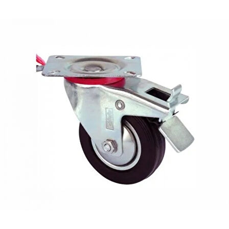 Servis Tekeri - Tablalı Frenli Siyah Döner - Çap 125 Mm